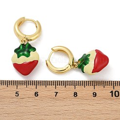 Creolen aus Messing mit Emaille und Erdbeeren&nbsp;EJEW-F895-21B-G