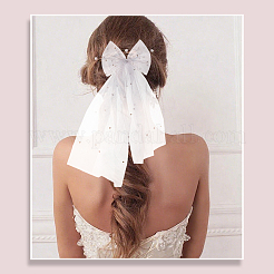 2шт. полиэстеровая сетчатая свадебная фата с бантом&nbsp;AJEW-SP0003-19