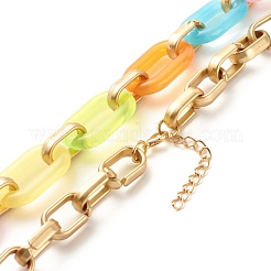 Collier de chaîne de câble en acrylique bicolore pour adolescente femme&nbsp;NJEW-JN03758