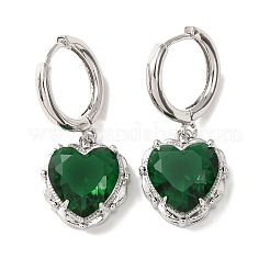 Orecchini a cerchio a forma di cuore in ottone e vetro per San Valentino&nbsp;EJEW-Z164-23P-04