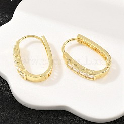 Квадратные серьги-кольца из латуни с овальными микропаве из прозрачных кубических цирконий&nbsp;EJEW-D348-08G