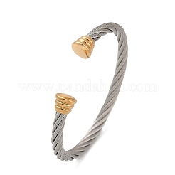 Bracciali a polsino in acciaio inossidabile 304&nbsp;BJEW-M136-01C-PG