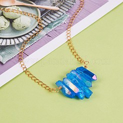 Нерегулярные бусины из натурального кварца кулон ожерелье для воннен&nbsp;NJEW-SW00009