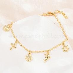 Bracelets avec breloque en laiton&nbsp;BJEW-F545-01A-G