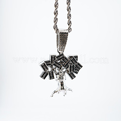 Цепочки и ожерелья из цинкового сплава с подвеской из денежного дерева и кристаллами горного хрусталя для мужчин&nbsp;FS-WG88E9C-02