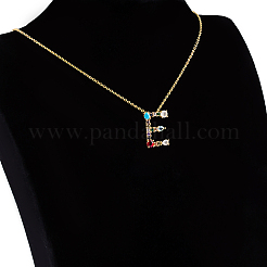 Colliers avec pendentifs initiaux en laiton doré&nbsp;NJEW-S069-JN002-E