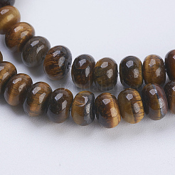 Нити из натуральных бусин тигрового глаза высшего качества&nbsp;G-P354-02-6x4mm