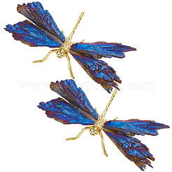 Гальванизированный сплав стрекозы натуральный турмалин дисплей украшения&nbsp;DJEW-WH20002-15G