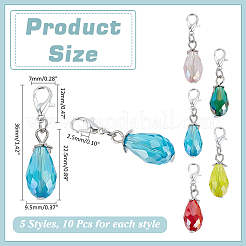 50 шт. подвесных украшений из гальванического стекла 5 цветов&nbsp;HJEW-ME00039