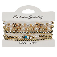 Set aus elastischen Armbändern mit Glas- und CCB-Kunststoffperlen&nbsp;FS-WG21267-04