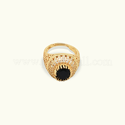 Bagues de manchette ouvertes en laiton avec micro pavé de zircone cubique pour femmes&nbsp;XU4500-1