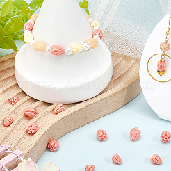 100 шт. 2 вида крашеных синтетических коралловых резных бусин&nbsp;CORA-SP0001-11B