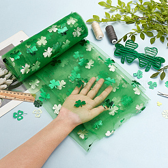 Полиэстеровые сетчатые ткани ко дню святого патрика&nbsp;DIY-WH0622-230B