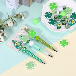 Kit fai da te per creare penne con perline in silicone con trifoglio per il giorno di San Patrizio&nbsp;DIY-SZ0010-03