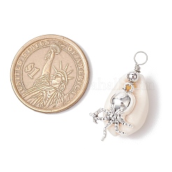 Подвески из натуральной ракушки каури и сплава с морскими животными&nbsp;PALLOY-JF03751-02