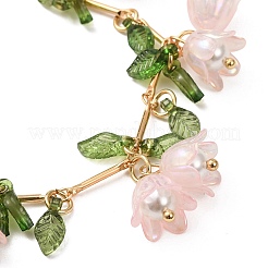 Blumenblatt Muschelperlen & Acryl Charm Armbänder&nbsp;BJEW-TA00535-03