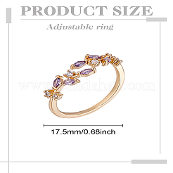 1 Stück Messing-Manschettenringe mit Mikropflaster und Zirkonia für Damen&nbsp;RJEW-LP0002-23G
