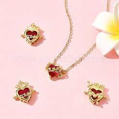 4 шт. 3 стиля латунные подвески-сердечки из темного красного стекла с паве&nbsp;KK-FS0001-86