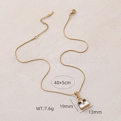 Женские ожерелья с подвеской в виде сумки из нержавеющей стали 304 с белой и черной эмалью&nbsp;ZO0071