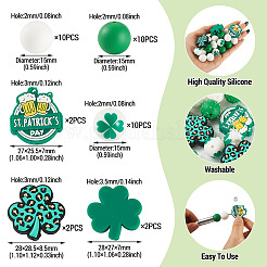 36 Stück Silikonperlen mit St. Patrick's Day-Motiv in 6 verschiedenen Ausführungen&nbsp;SIL-TA0003-48