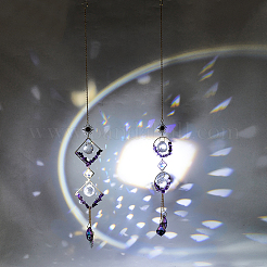 2 Stück 2 Stil Tropfen K9 Glas & natürliche Amethyst Chip Anhänger Dekorationen&nbsp;HJEW-GO0001-04