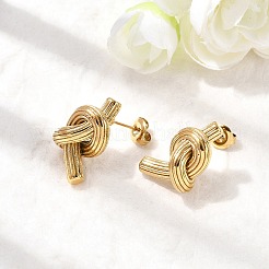 Серьги-гвоздики с узелками из нержавеющей стали 304&nbsp;EJEW-K268-45G