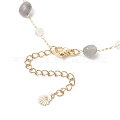 Chaîne à maillons en laiton faite à la main avec des pépites de labradorite naturelle&nbsp;AJEW-AN00709-02