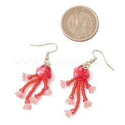 Серьги-подвески из стеклянных бусинок и бусин.&nbsp;EJEW-MZ00687-04