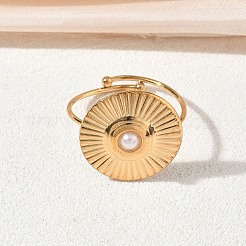 Fingerringe aus Edelstahl 304 mit Kunststoffperlen für Damen&nbsp;SA-CBAA981-01G-02