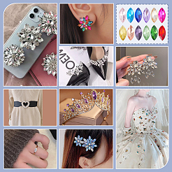 192шт 12 цвета стеклянные кабошоны со стразами&nbsp;GLAA-PH0004-37