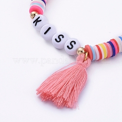 Bracciali elasticizzati fatti a mano in perle di argilla polimerica&nbsp;BJEW-JB05086-03