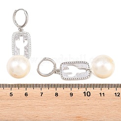 Orecchini a cerchio in ottone zirconi con micro pavé di ottone&nbsp;EJEW-G471-55P