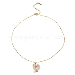 Collane con pendente a forma di cuore in ottone dorato chiaro con micro pavè di zirconi&nbsp;NJEW-E105-09KCG-01