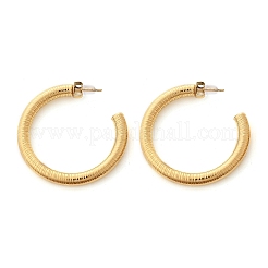 Серьги-гвоздики из нержавеющей стали 304 с текстурой в форме буквы С&nbsp;EJEW-V016-09G-01