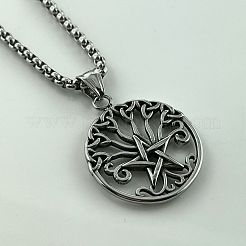 Кулон в виде полой пентаграммы из нержавеющей стали 304 с подвеской в виде дерева жизни&nbsp;PH1371