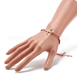 Bracciale in ottone per aereo di linea con micro pavé di zirconi cubici per ragazze adolescenti&nbsp;BJEW-JB07038