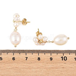Boucles d'oreilles pendantes en laiton et perles de culture d'eau douce naturelles&nbsp;EJEW-JE07493