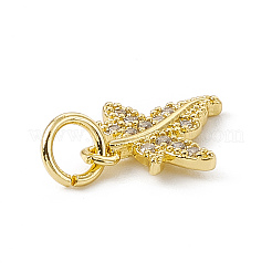 Подвески из латуни с микропаве и прозрачным кубическим цирконием кленовый лист&nbsp;ZIRC-F132-44G