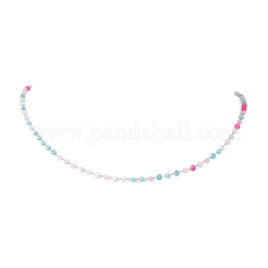 Ожерелье ручной работы из граненых стеклянных бусин-ронделей с цепочкой из нержавеющей стали 304 для женщин.&nbsp;NJEW-JN05910