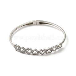Bracelets à charnière creux multi-cœurs en laiton plaqué or micro pavé de zircones cubiques transparentes&nbsp;BJEW-H616-03P