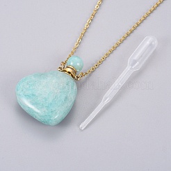 Collares pendientes de la botella de perfume abrible natural de amazonita&nbsp;G-K295-A04-G