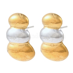 Pendientes de botón de acero inoxidable 304 de dos tonos&nbsp;SA-G001-02GP