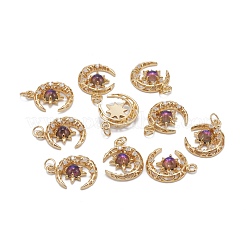 Pendentifs en verre de zircone cubique clair micro pave en laiton&nbsp;ZIRC-C024-06G-01