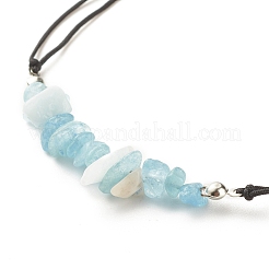 Braccialetto di perline intrecciate con gocce di acquamarina naturale&nbsp;BJEW-JB08019-10