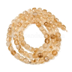 Нити из нагретых натуральных цитриновых бусин&nbsp;G-B175-C06-4x4mm