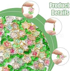 70 шт. подвески из латунного стекла в форме цветка&nbsp;PALLOY-FS00057