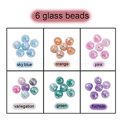 6 цвет непрозрачные окрашенные в запекание стеклянные бусины с кракле&nbsp;EGLA-YW0001-21