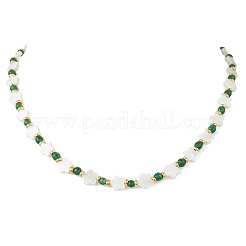 Комплекты браслетов и ожерелий из натуральных пресноводных ракушек и круглого окрашенного натурального белого нефрита&nbsp;SJEW-JS01370