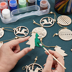 2 комплект из 2 деревянных подвесок в рождественском стиле&nbsp;HJEW-GF0001-39A