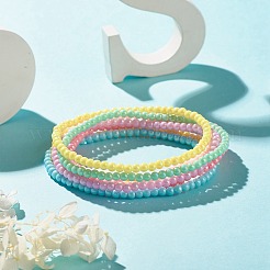 7 pièces 7 couleurs couleur bonbon rond acrylique perlé ensemble de bracelets de cheville extensibles&nbsp;AJEW-AN00488